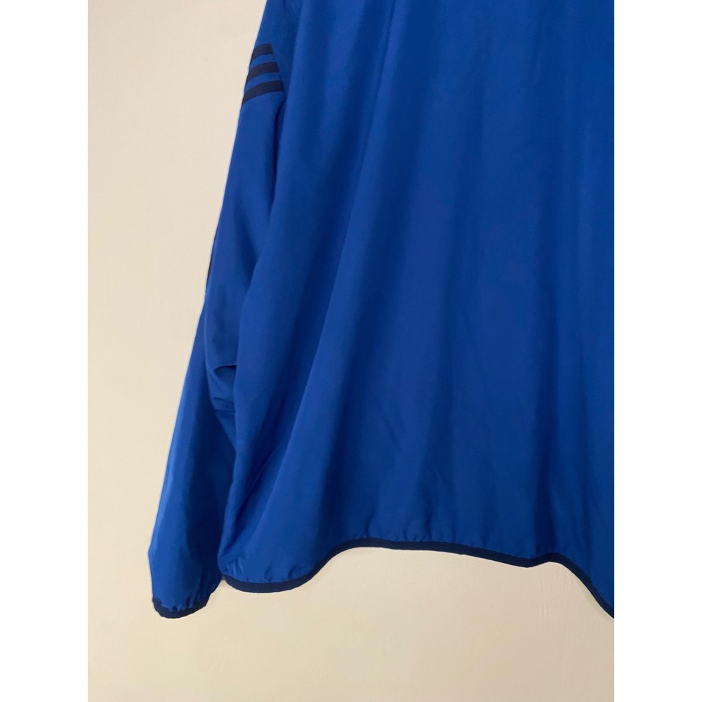 Adidas Mens 3XL Windbreaker Jacket Blue Full Zip Mesh Lined 3 Stripe Track Coat - Picture 13 of 16